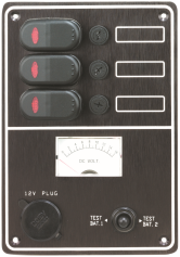 Paneel 3 Schalter, Voltmeter, Stecker   